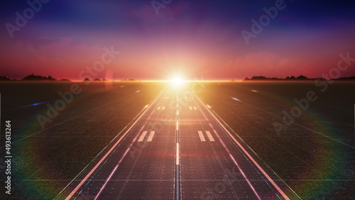An empty road to the sunset.A road to an unknown distance