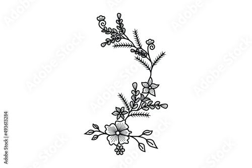 floral outline design  flower vector elements line drawing