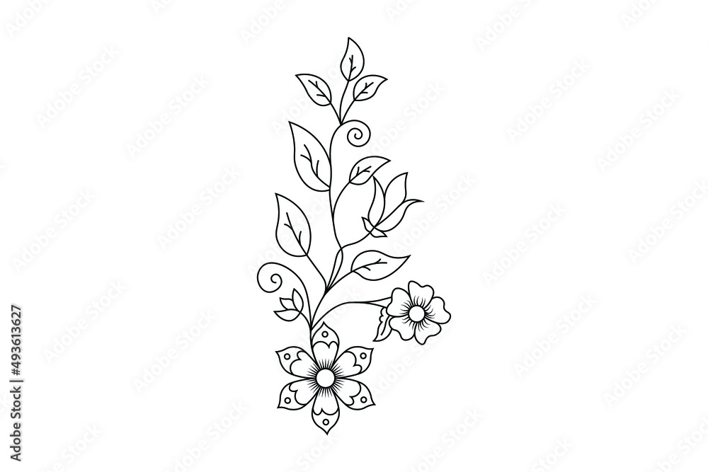 floral outline design, flower vector elements line drawing floral outline design, flower vector elements line drawing