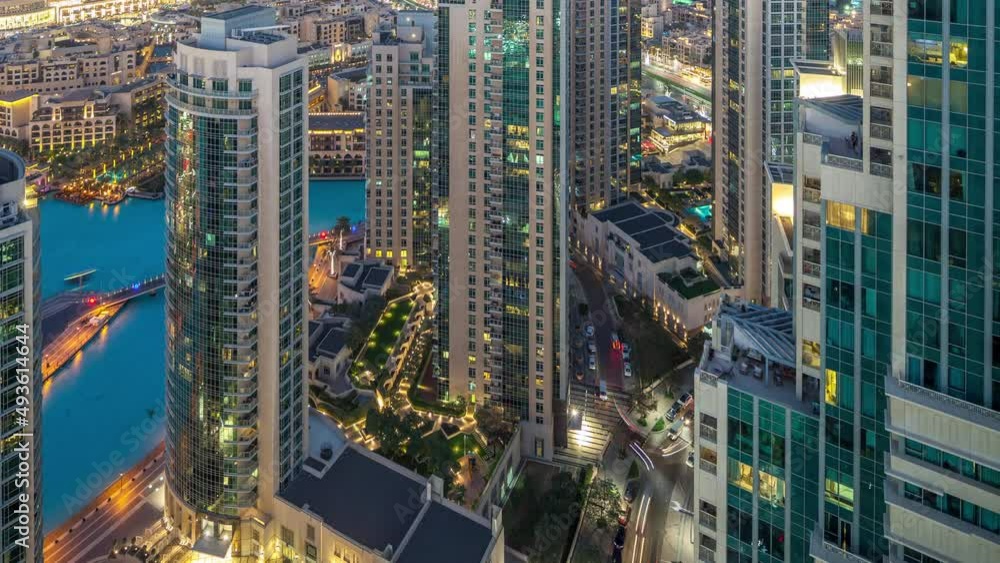 Dubai downtown day to night timelapse Dubai downtown day to night timelapse