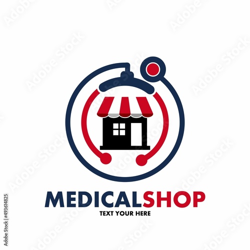 Medical shop vector logo template. This design use stethoscope symbol. Suitable for healthcare busines