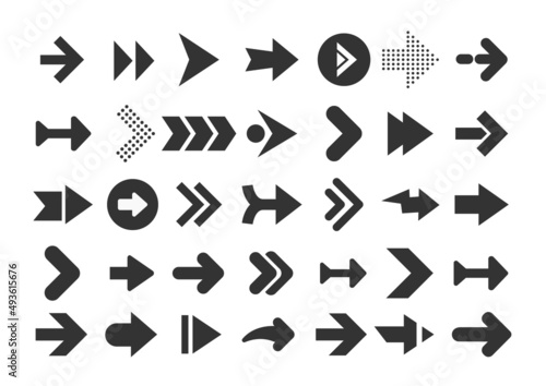 Arrows collection. Modern graphic direction signs computer screen curves arrows