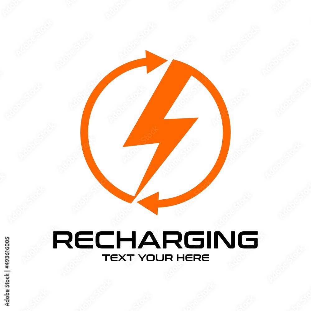 Recharging vector logo template with flash symbol Recharging vector logo template with flash symbol