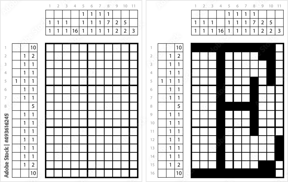 Fototapeta premium Alphabet E Nonogram Pixel Art M_2203001