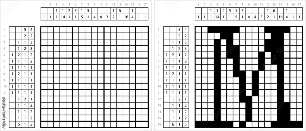 Fototapeta premium Alphabet M Nonogram Pixel Art M_2203001