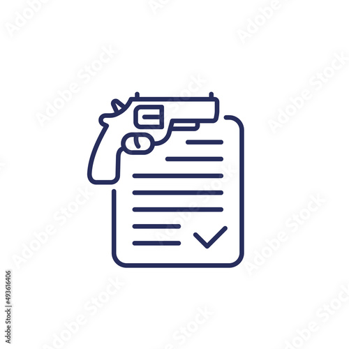 gun permit or license line icon on white