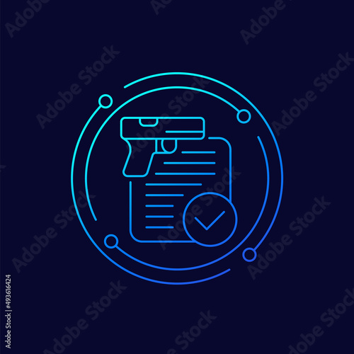 gun permit, license line vector icon