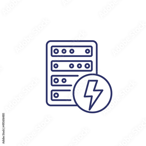 Server electricity warning, electric power line icon