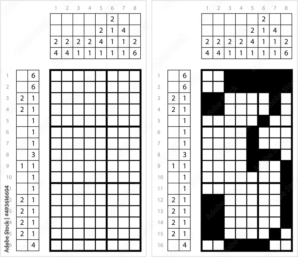 Fototapeta premium Number Three Nonogram Pixel Art M_2203001
