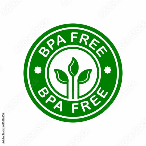 BPA Free. Vector logo template. Can be used for badge. This design is round green. photo