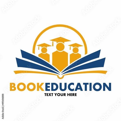 Book education vector logo template. This design use student and human symbol. Suitable for learn.