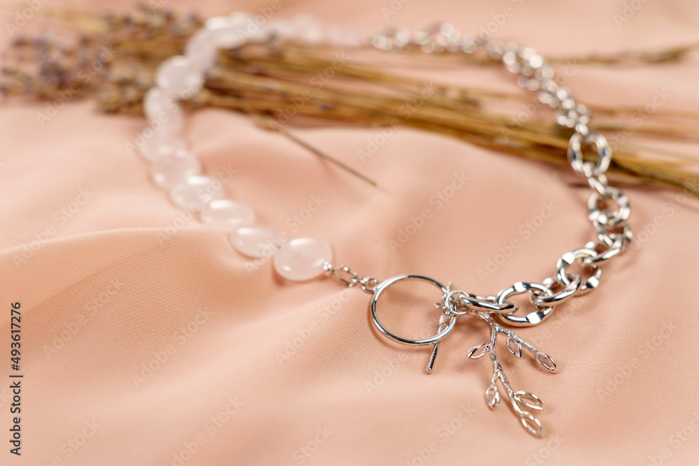 Handmade jewelry made from natural stones. Modern Author jewelry. White Quartz Stones Handmade jewelry made from natural stones. Modern Author jewelry. White Quartz Stones