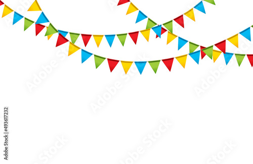 Carnival garland with flags. Decorative colorful party pennants for birthday celebration, festival