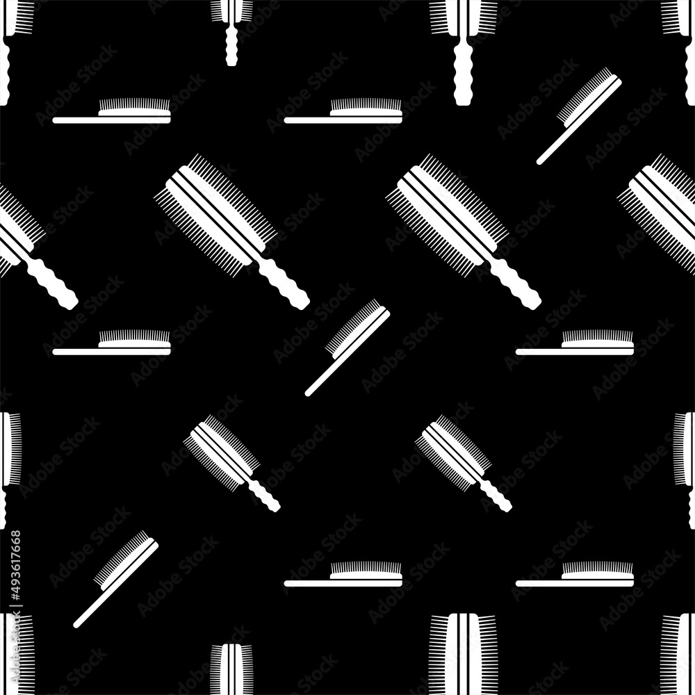 Hairbrush Icon Seamless Pattern, Comb Icon Hairbrush Icon Seamless Pattern, Comb Icon