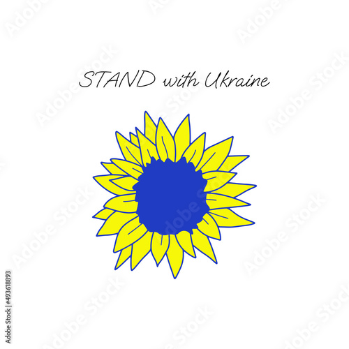 Fototapeta Naklejka Na Ścianę i Meble -  Pray for Ukraine. Support Ukraine sticker for stop war. Blue and yellow colors
