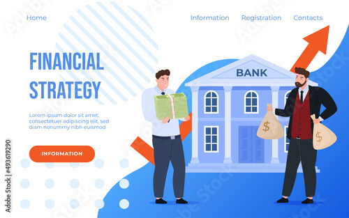 Financial strategy landing page vector internet advertising finance management investment savings