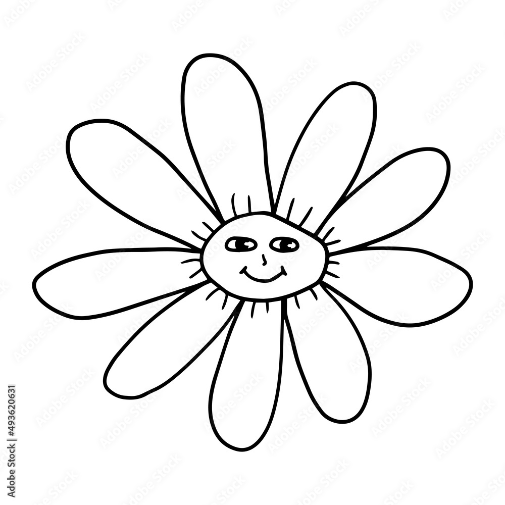 Groovy Smiley Flower with Hippie . Positive 70s retro smiling daisy flower print. Groovy Smiley Flower with Hippie . Positive 70s retro smiling daisy flower print.