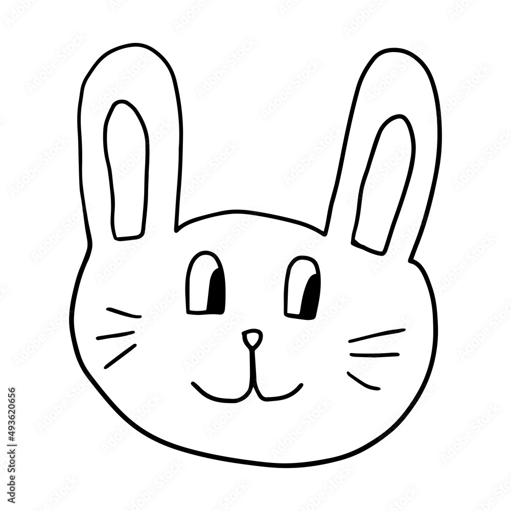 Cute cartoon doodle bunny isolated on white background. Funny rabbit. Cute cartoon doodle bunny isolated on white background. Funny rabbit.