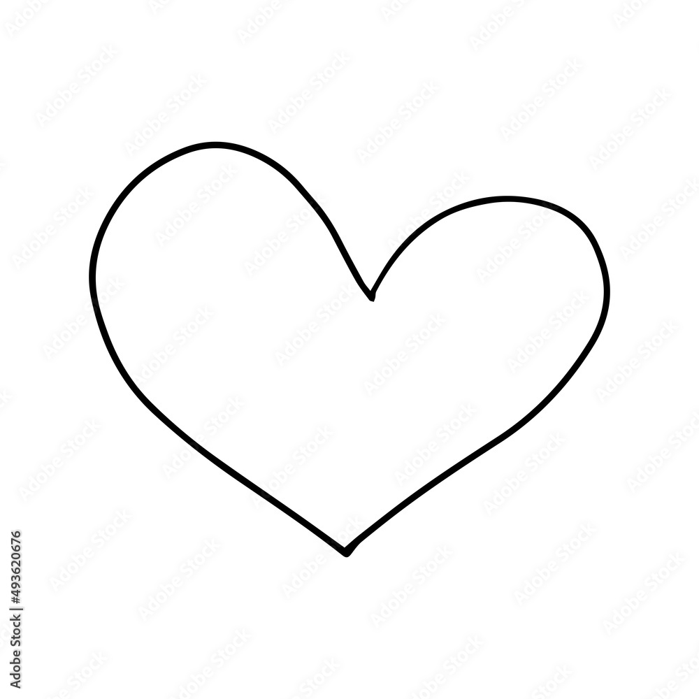 Colorful cute hand drawn heart. Doodle symbol, icon isolated on white.