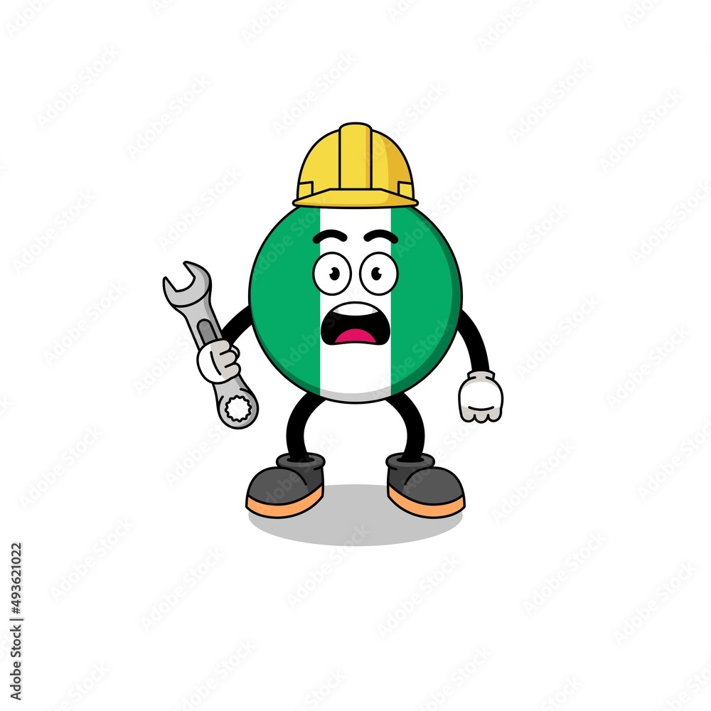 Character Illustration of nigeria flag with 404 error