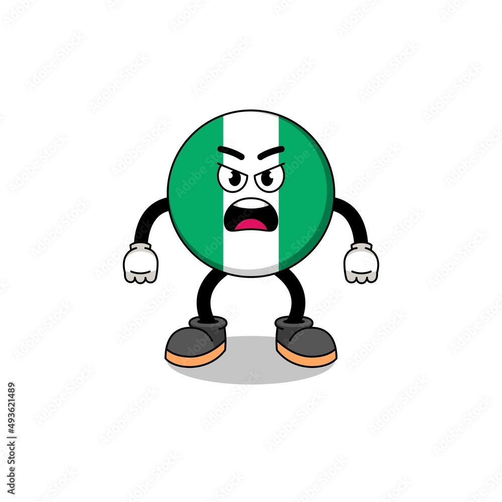 nigeria flag cartoon illustration with angry expression nigeria flag cartoon illustration with angry expression