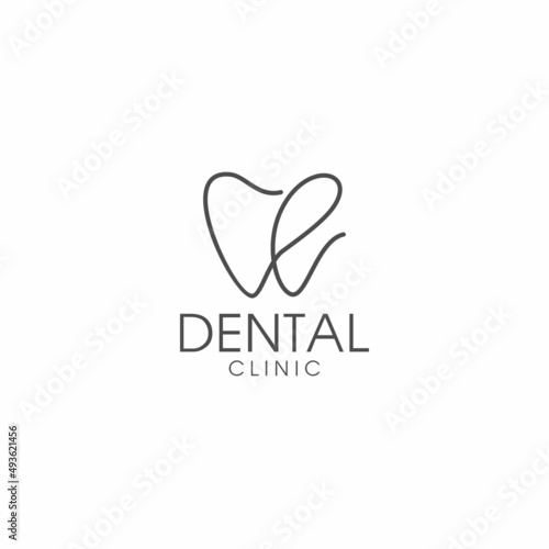 line art letter E dental logo