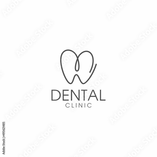 letter M dental line art logo design