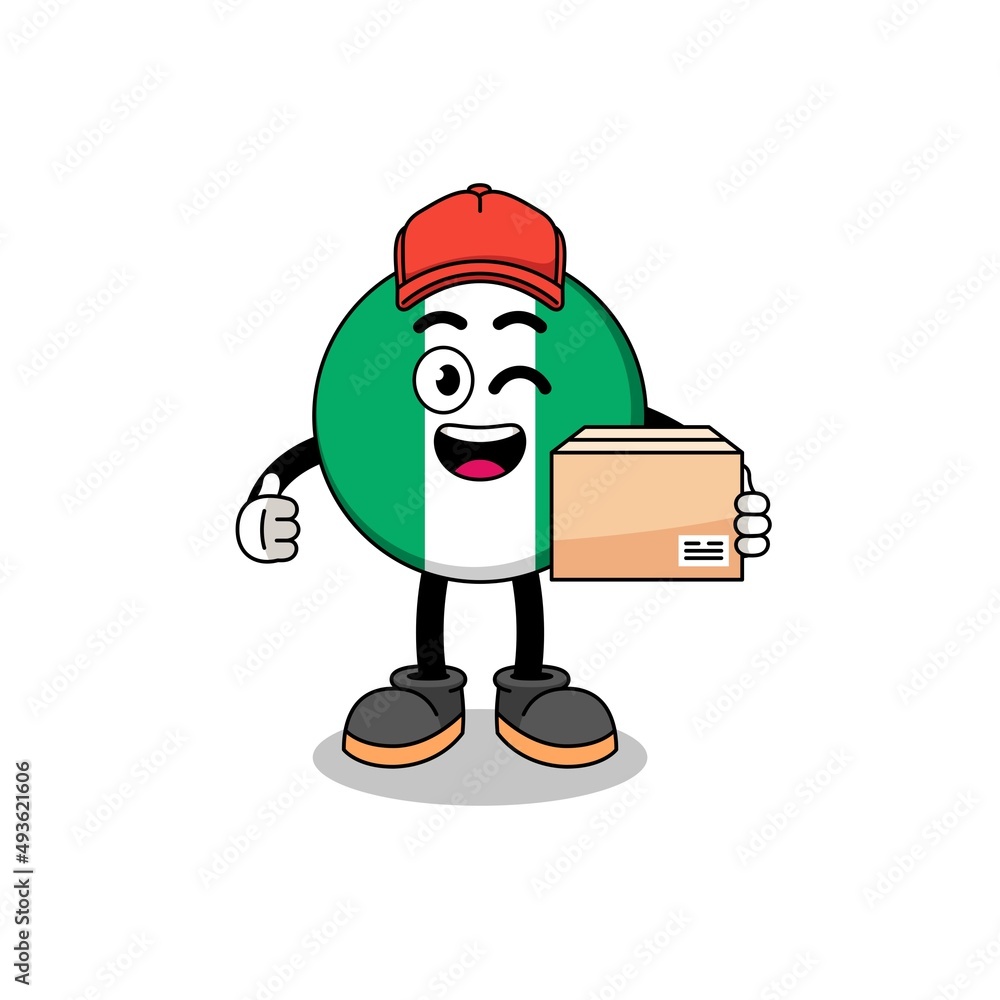 nigeria flag mascot cartoon as an courier nigeria flag mascot cartoon as an courier