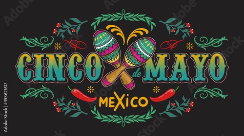 Dark horizontal banner with pair of maracas