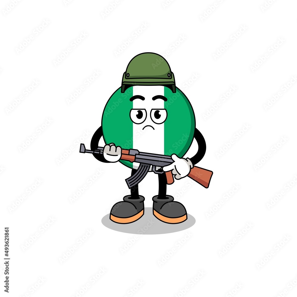 Cartoon of nigeria flag soldier Cartoon of nigeria flag soldier