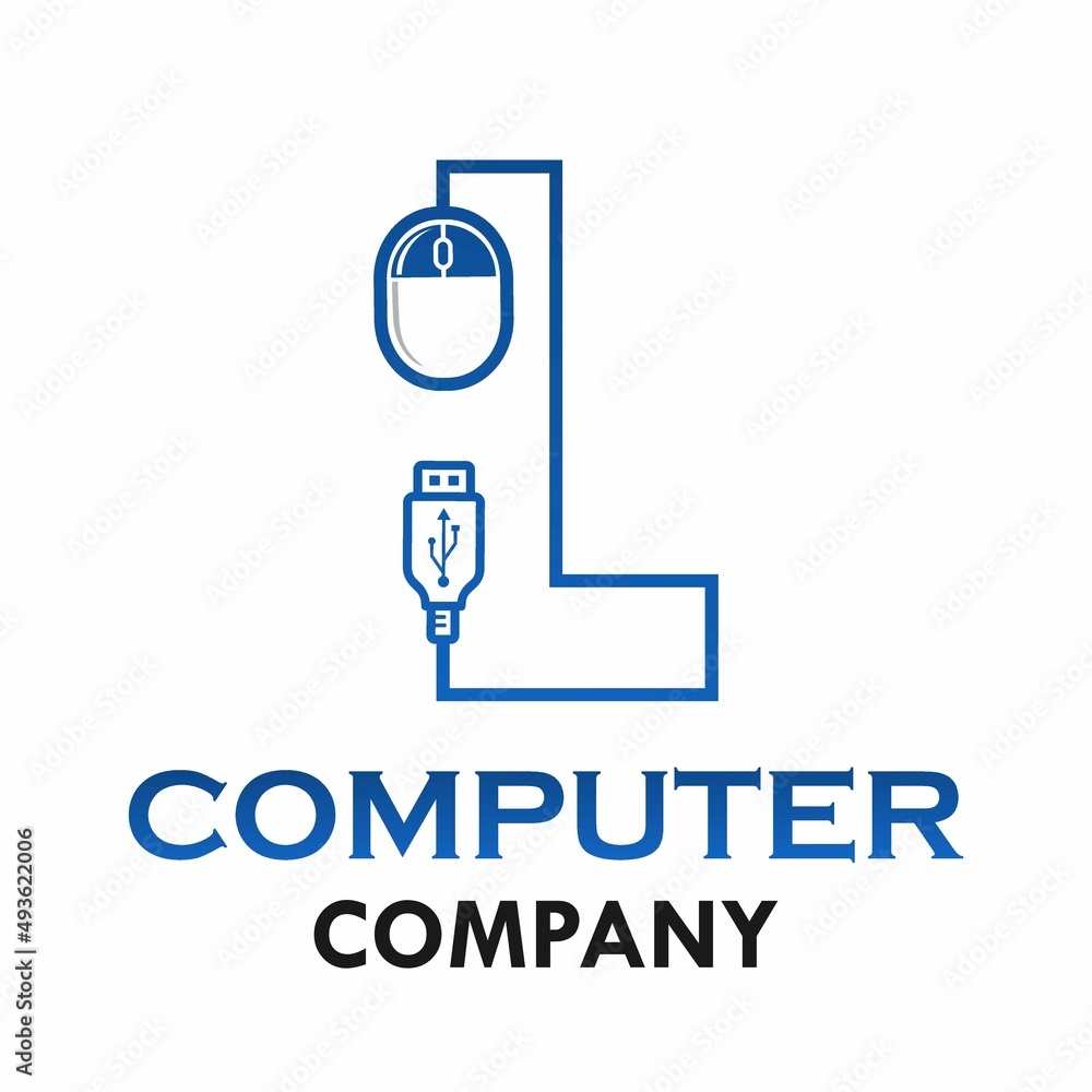 Letter l with computer mouse logo template illustration.
