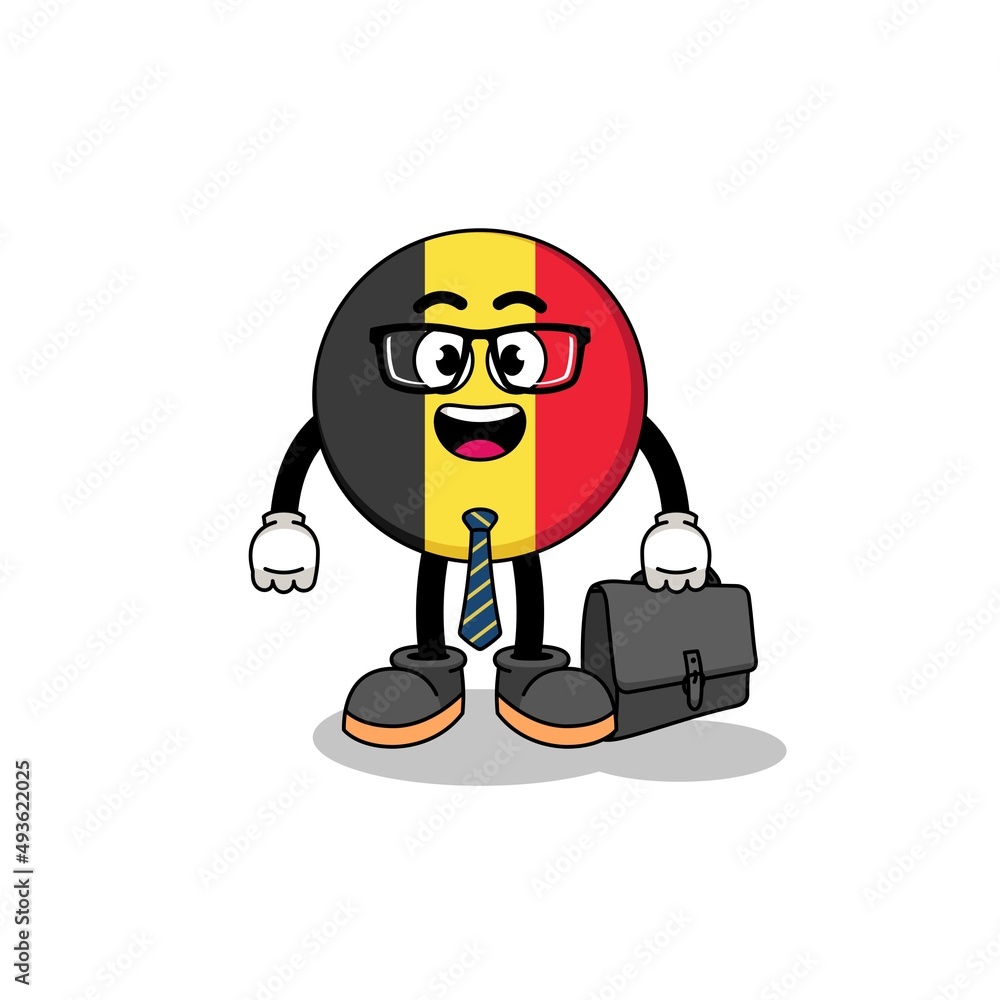 belgium flag mascot as a businessman