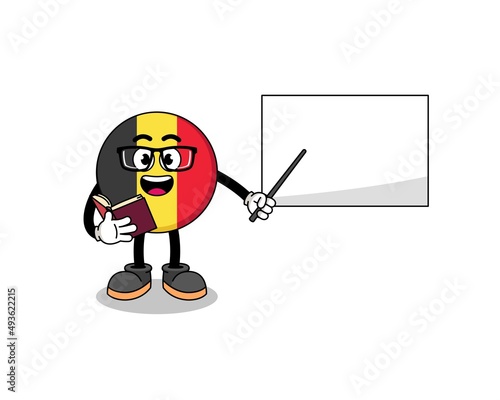 Mascot cartoon of belgium flag teacher