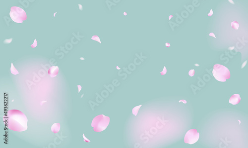 桜が舞う背景（モスグリーン）
