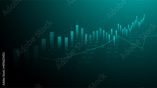 Business candle stick graph chart of stock market investment trading on blue background. Bullish point, up trend of graph. Economy vector design