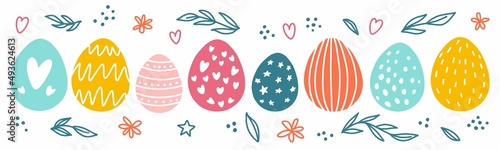 Vector Easter pattern with Easter egg drawings