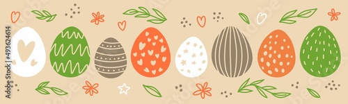 Vector Easter pattern with Easter egg drawings