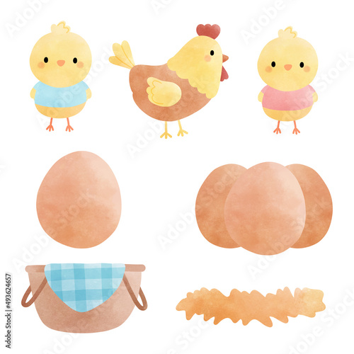 Watercolor farm life element vector illustration