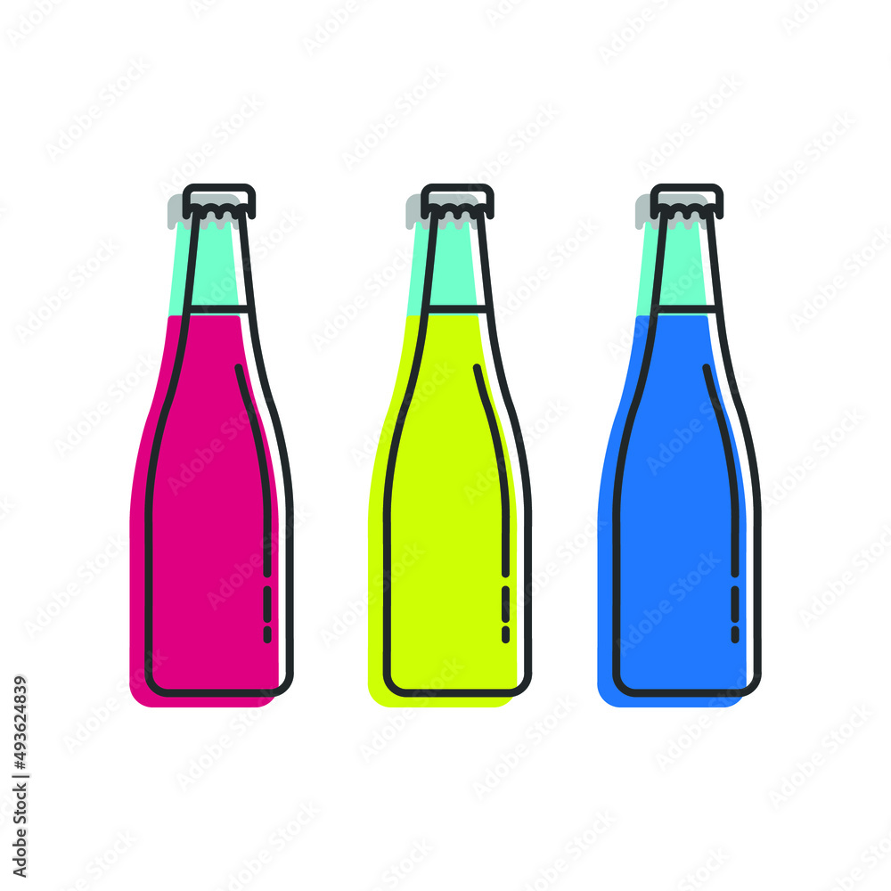 Colorful glass bottles with white background Colorful glass bottles with white background