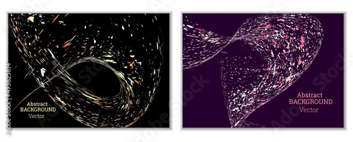 Multicolored paint splashes, smears, dust particles and debris are carried by the wind. A set of two templates. Design template for the design of banners, posters, booklets, covers, magazines. EPS 10