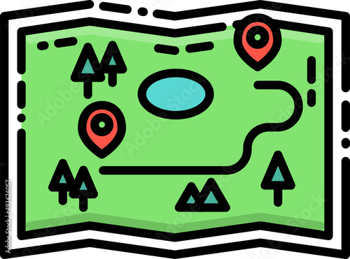 Map icon with line