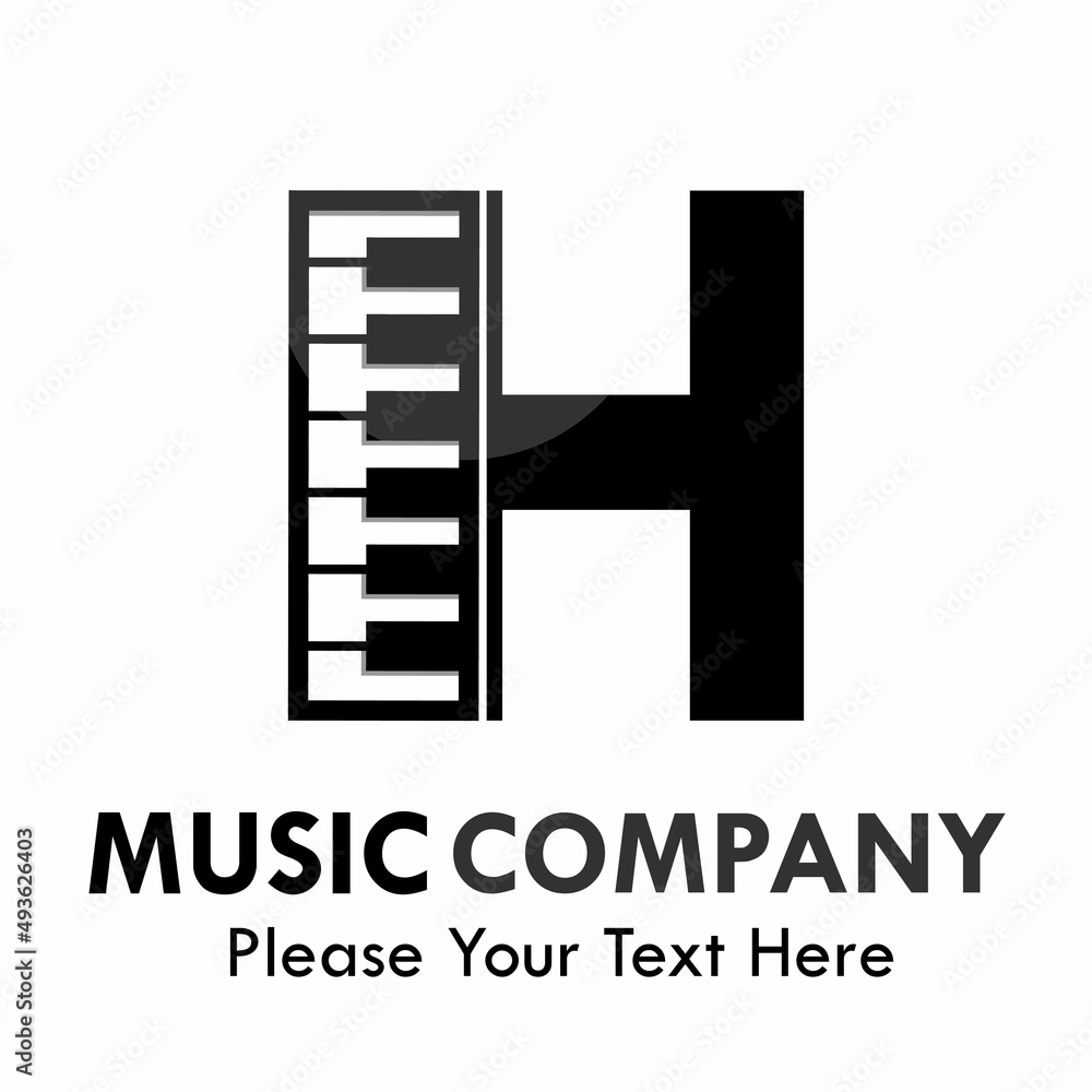 Letter h with piano logo template illustration. suitable for music studio, brand, web, identity, label etc Letter h with piano logo template illustration. suitable for music studio, brand, web, identity, label etc