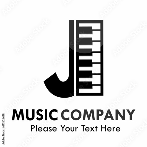 Letter j with piano logo template illustration. suitable for music studio, brand, web, identity, label etc