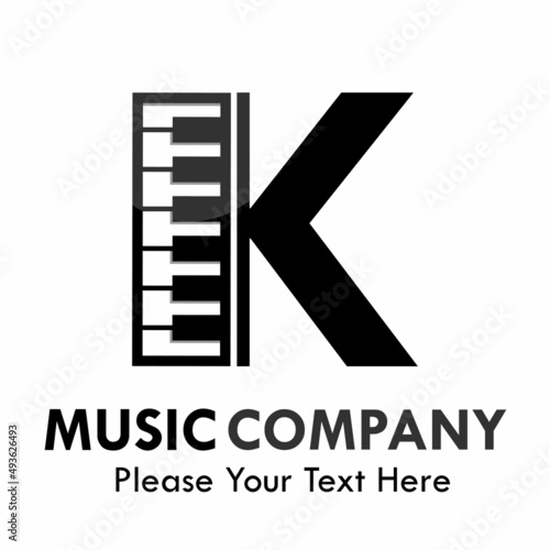Letter k with piano logo template illustration. suitable for music studio, brand, web, identity, label etc