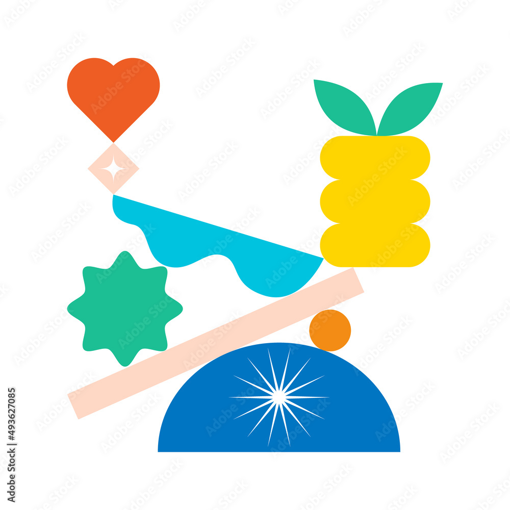 Abstract design on white background. Bold color geometric shapes Abstract design on white background. Bold color geometric shapes