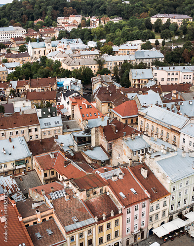 City of Lviv. View of residential buildings from above