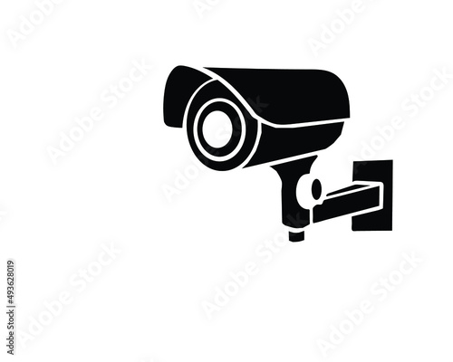 Illustration of black icon for an isolated CCTV camera on a white background..