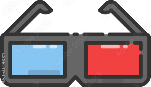 3D Glasses line icon