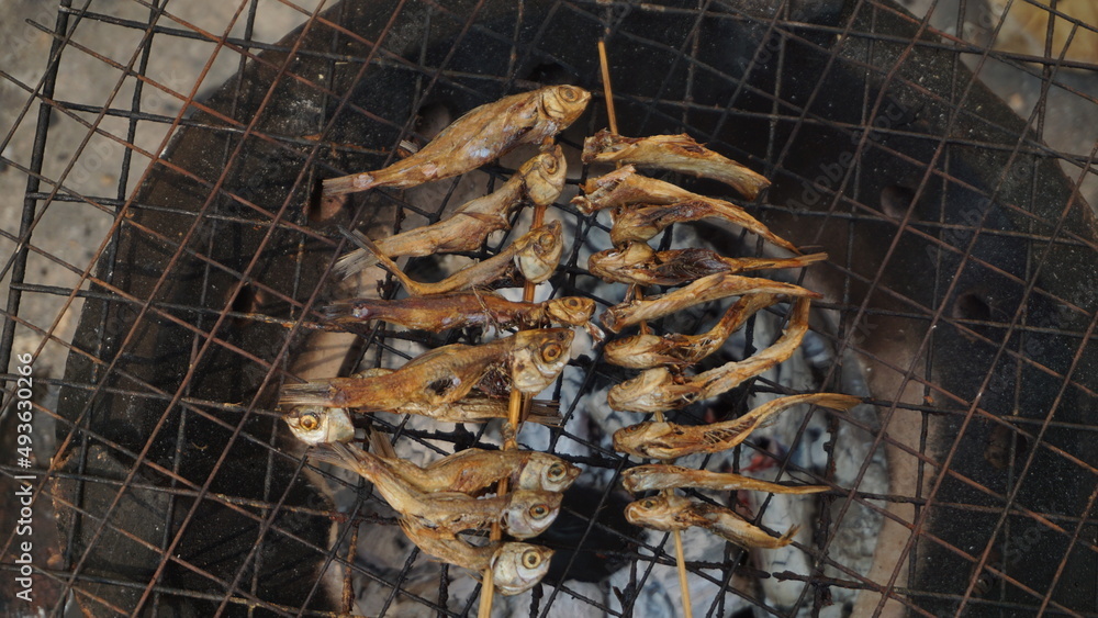 grilled dry little fish