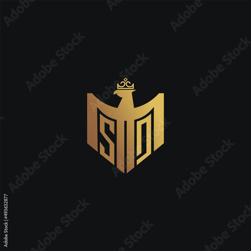 SD initial monogram logo for eagle & crown image vector design photo